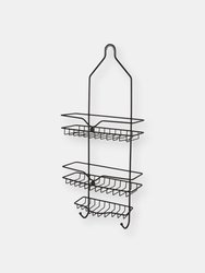 Classic 2 Shelf Shower Caddy with Bottom Hooks and Center Soap Dish Tray, Bronze