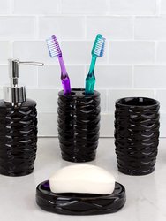 Curves  4 Piece Bath Accessory Set, Black