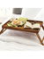 Folding Multi-Purpose Rustic Wood Bed Tray with Carved Handles, Pine