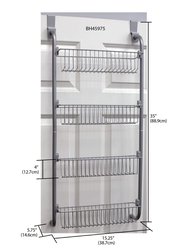 Heavy Duty 4 Tier Over the Door Metal Pantry Organizer, Grey