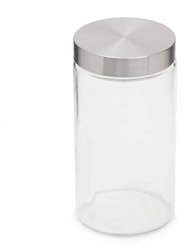 Large 54 oz. Round Glass Canister With Air-Tight Stainless Steel Twist Top Lid - Clear