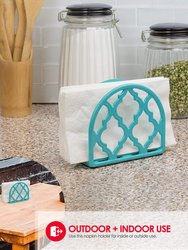 Lattice Collection Cast Iron Napkin Holder, Turquoise