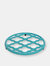 Lattice Collection Round Heavy Weight Multi-Purpose Cast Iron Trivet with Non-Skid Rubber Feet, Turquoise