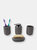 Luxem 4 Piece Ceramic Bath Accessory Set, Grey