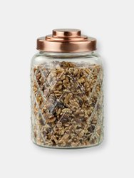 Medium 3.4 Lt Textured Glass Jar with Gleaming Air-Tight Copper Top