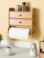 Paper Towel Holder with Integrated Wrap Dispenser