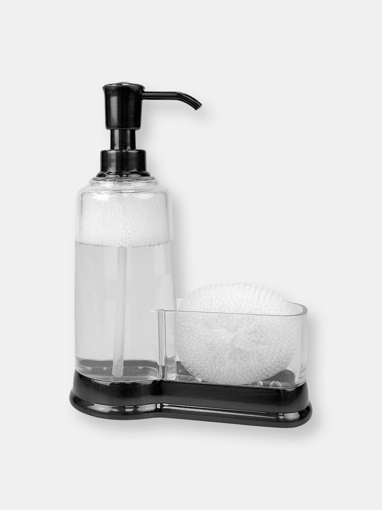 Plastic Soap Dispenser with Sponge Compartment, Black