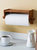 Quick Install Rustic Pine Wood Wall Mounted Paper Towel Holder with Flat Top, Brown