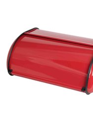 Roll -Top Lid Steel Bread Box - Red