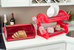 Roll -Top Lid Steel Bread Box - Red