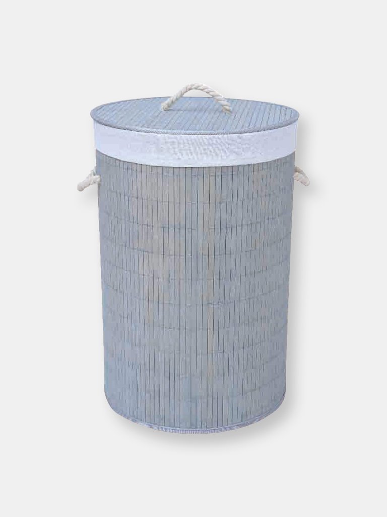 Round Bamboo Hamper, Grey