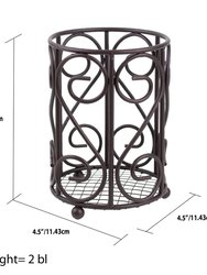 Scroll Collection Steel Cutlery Holder with Mesh Bottom and Non-Skid Feet, Bronze