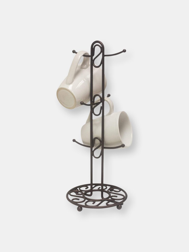 Scroll Collection Steel Mug Tree, Bronze