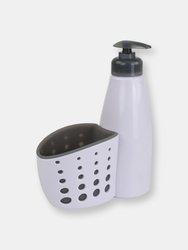 Soap Dispenser with Perforated Sponge Holder, White