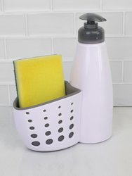 Soap Dispenser with Perforated Sponge Holder, White