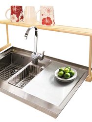 Space-Saving Oak Wood Over the Sink Multi-Use Shelf