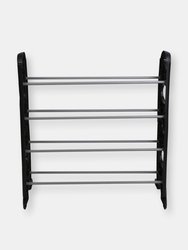 Stackable  12 Pair Metal and Plastic Shoe Rack, Black