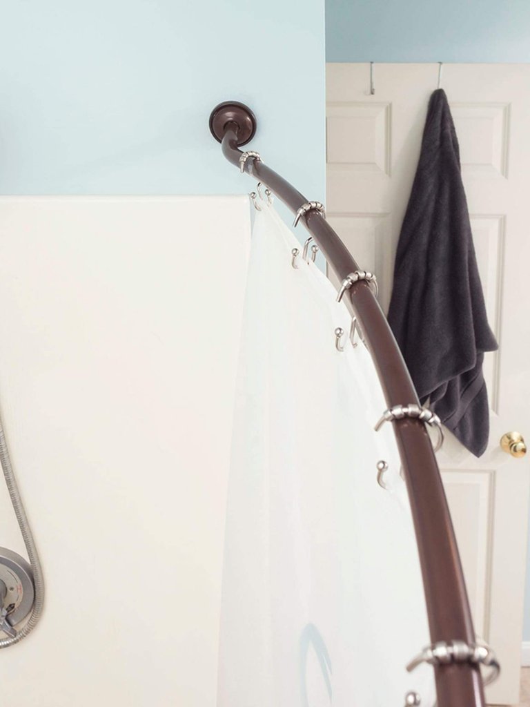 Steel Curved Shower Rod, Bronze