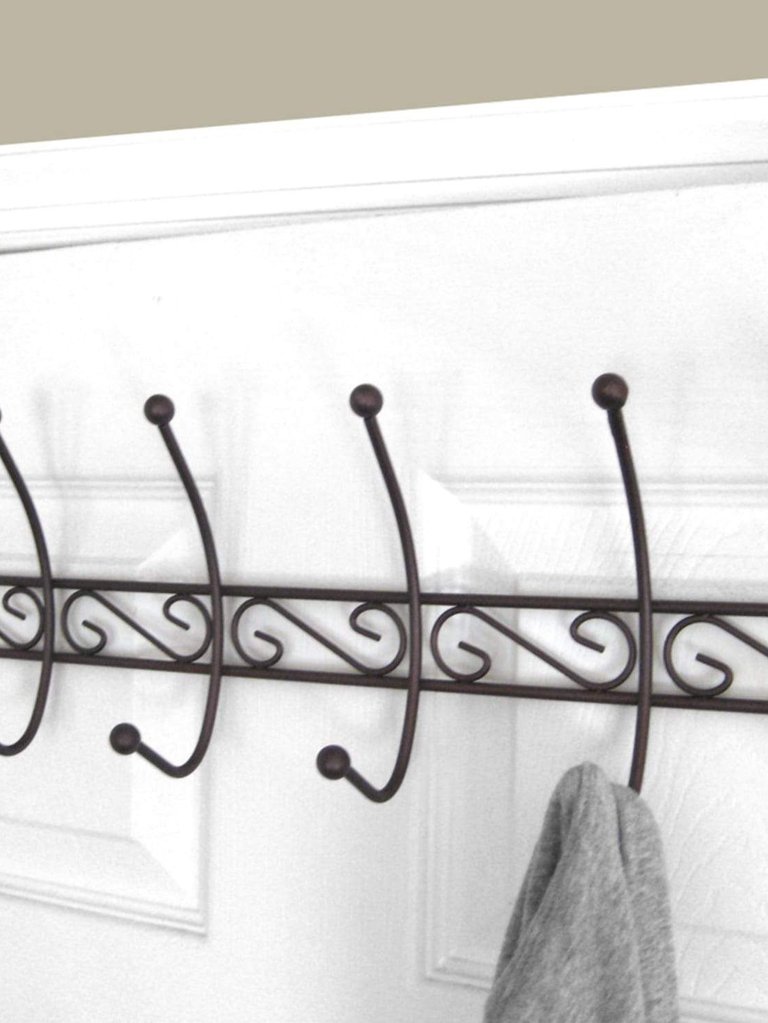 Steel Over the Door 6 Hook Hanging Rack, Bronze