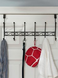 Steel Over the Door 6 Hook Hanging Rack, Bronze