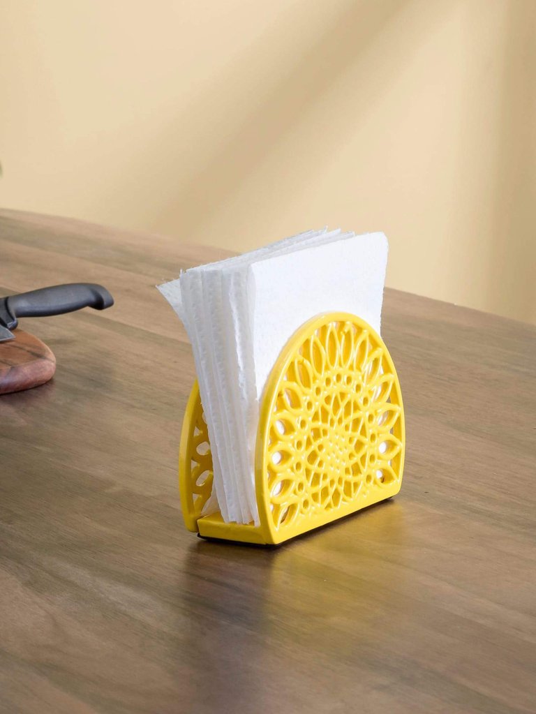 Sunflower Cast Iron Napkin Holder, Yellow