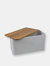 Tin Bread Box  with Bamboo Top, White