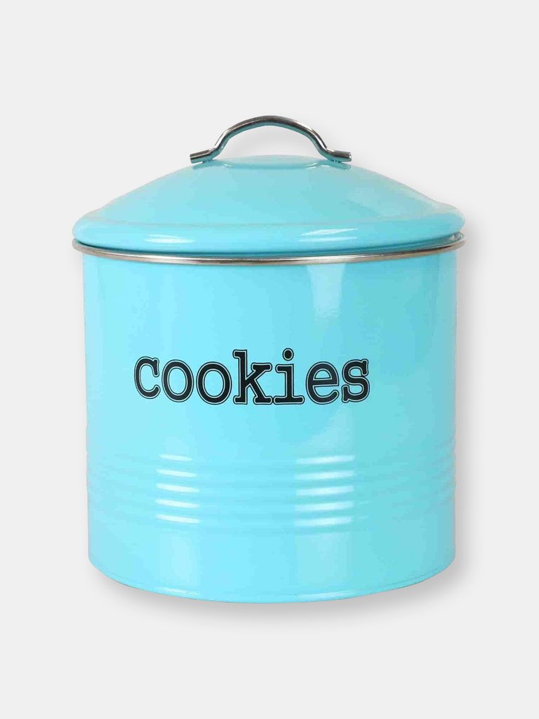 Tin Cookie Jar, Turquoise