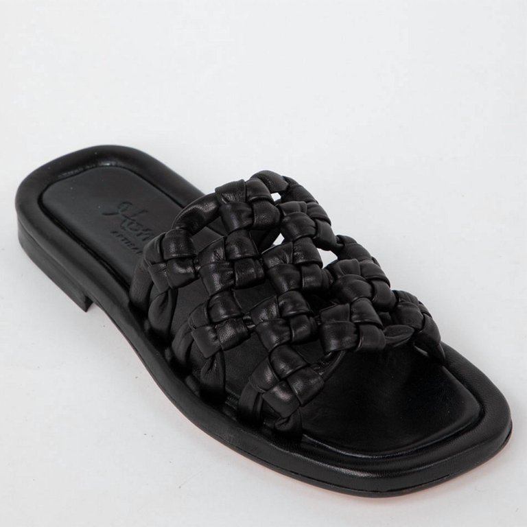 Maya Woven Leather Flat Sandal