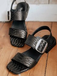 Snakeskin Embossed Flat Sandal