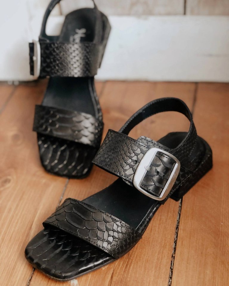 Snakeskin Embossed Flat Sandal