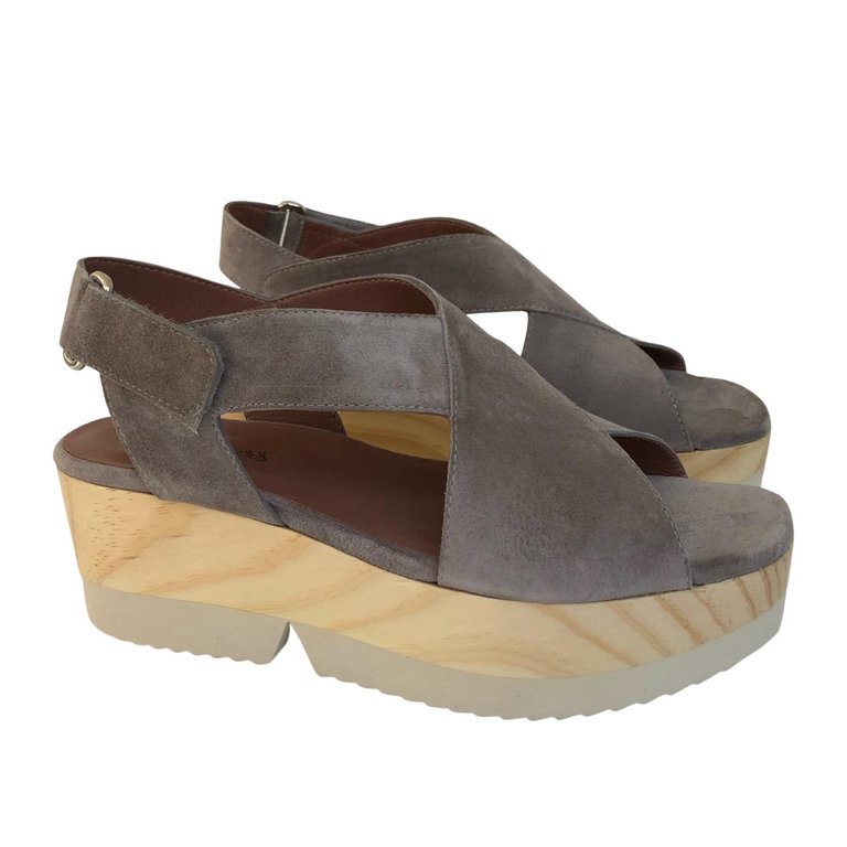 Suede Platform Sandal - Taupe