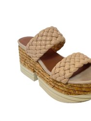 Woven Leather Platform Sandal - Trenza Beige