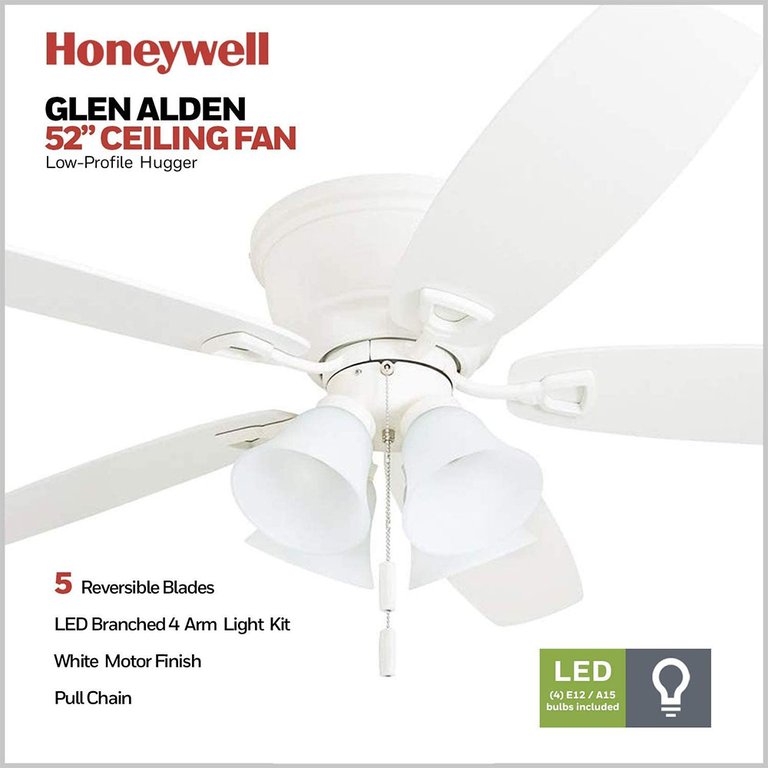 52" Glen Alden Ceiling Fan - White