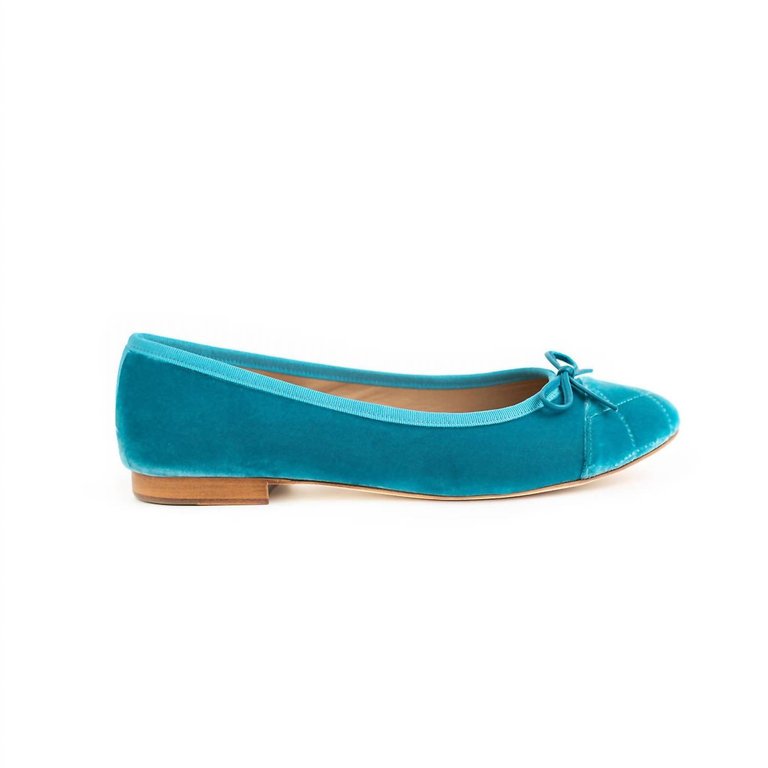 Women's Beba Velvet Flat Shoe In Turquoise - Turquoise