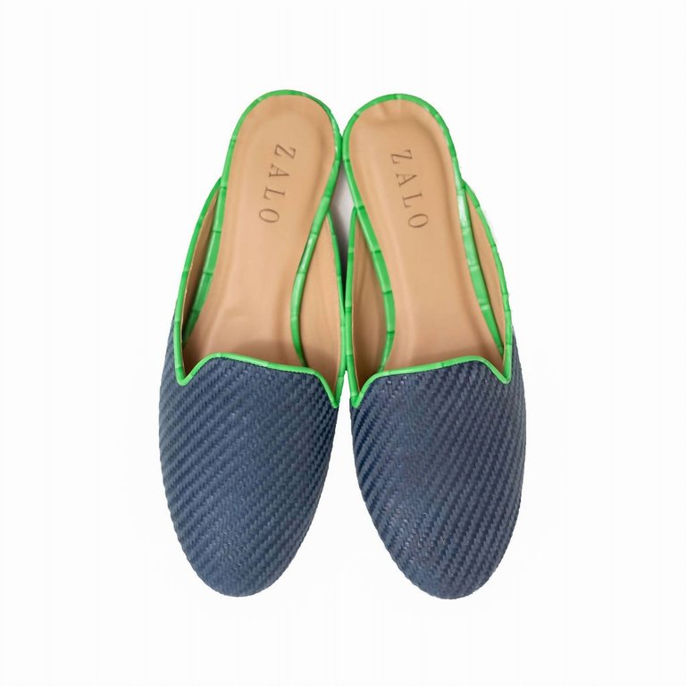 Women's Raffia Mule In Navy