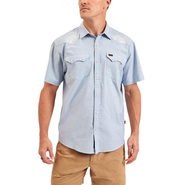 Crosscut Deluxe Shortsleeve Shirt In Faded Blue Microstripe - Faded Blue Microstripe