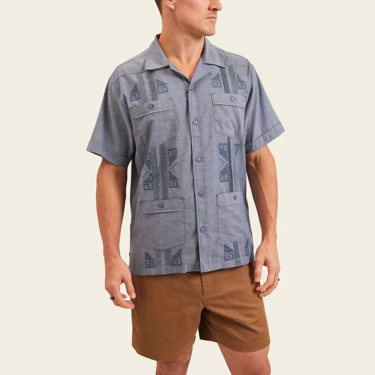 Guayabera Shirt In Indigo Blue Oxford - Indigo Blue Oxford