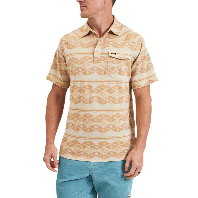 Ranchero Jacquard Polo In Taki Brown Rice - Taki Brown Rice