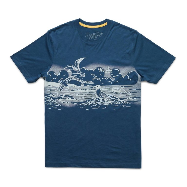 Seagull Landing T-Shirt In Blue - Blue