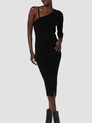 Asymmetrical Long Sleeve Dress - Black