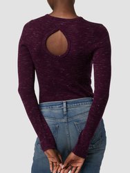 Back Keyhole Sweater - Beet Red Heather