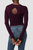 Back Keyhole Sweater - Beet Red Heather