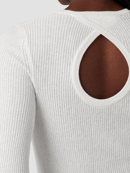 Back Keyhole Sweater - Laser White