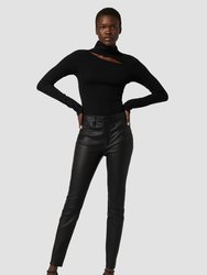Barbara High-Rise Super Skinny Ankle Leather Pant - Black - Black