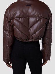 Cropped Vegan Leather Chevron Puffer