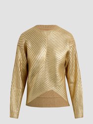 Front Wrap Sweater - Foiled Camel