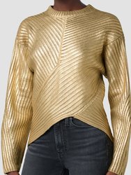 Front Wrap Sweater - Foiled Camel