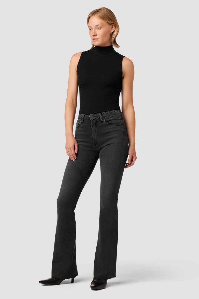 Holly High-Rise Flare Petite Jeans - Washed Black - Washed Black