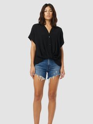 Knotted Button Down Shirt - Black