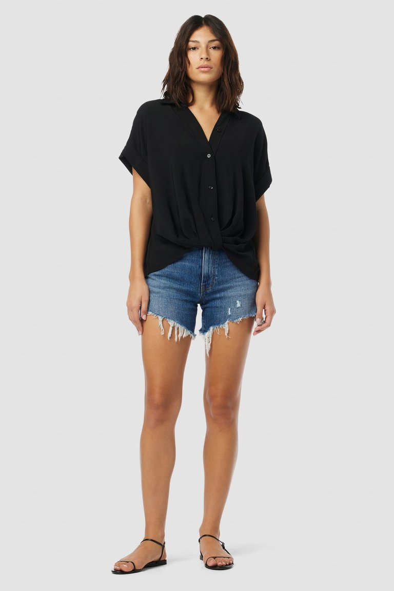 Knotted Button Down Shirt - Black